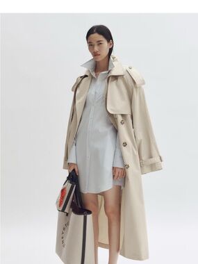 Women’s Long Beige Trench Coat - Classic Lightweight Trench